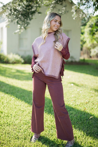 Mauve Side Tie Sweater Vest