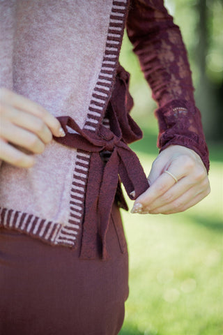 Mauve Side Tie Sweater Vest