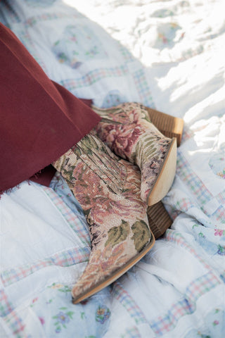 Lydia Mauve Floral Bootie