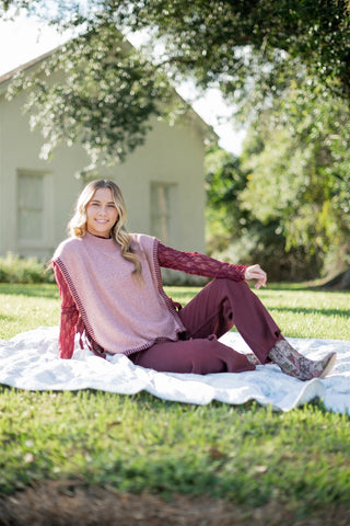 Mauve Side Tie Sweater Vest