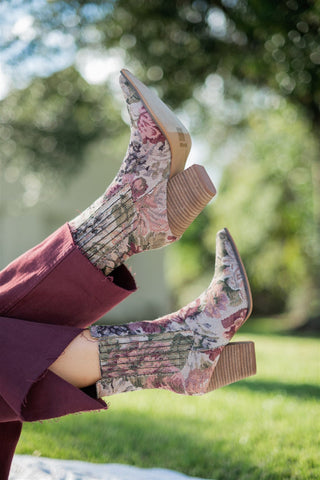 Lydia Mauve Floral Bootie