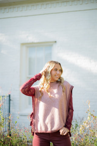 Mauve Side Tie Sweater Vest
