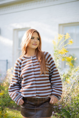Blue & Brown Striped Cardigan