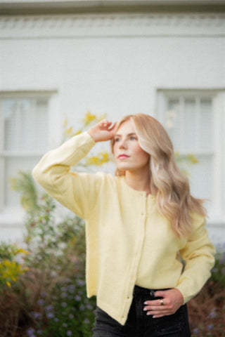 Yellow Cozy Button Up Sweater