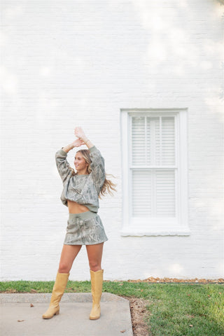 Camo Drawstring Mini Skort