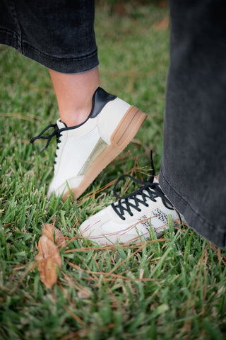 Cream & Leopard Mesh Detail Court Sneakers