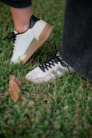 Cream & Leopard Mesh Detail Court Sneakers