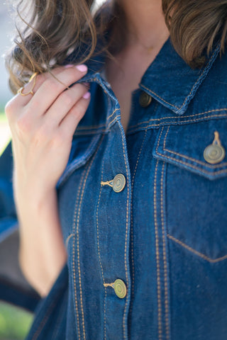 Dark Wash Denim Cape Top