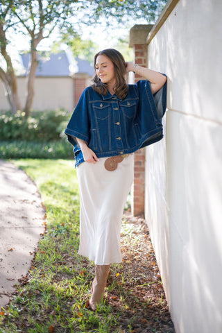Dark Wash Denim Cape Top