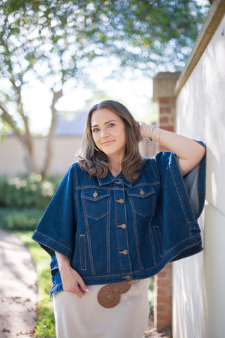 Dark Wash Denim Cape Top