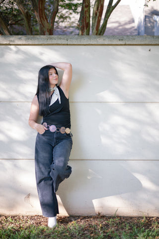 Black Ruched Waist Top
