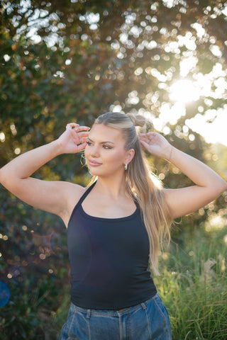 Black Halter Neck Tank Top