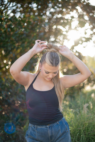 Black Halter Neck Tank Top
