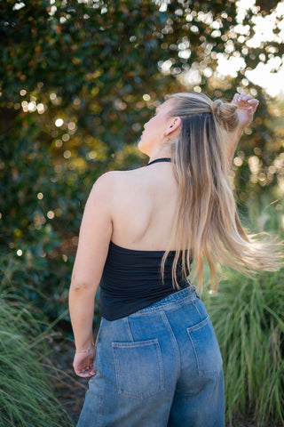 Black Halter Neck Tank Top