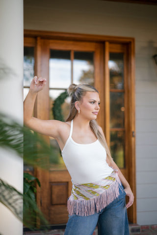 White Halter Neck Tank Top