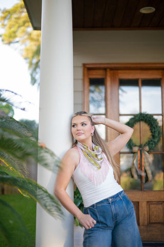 White Halter Neck Tank Top