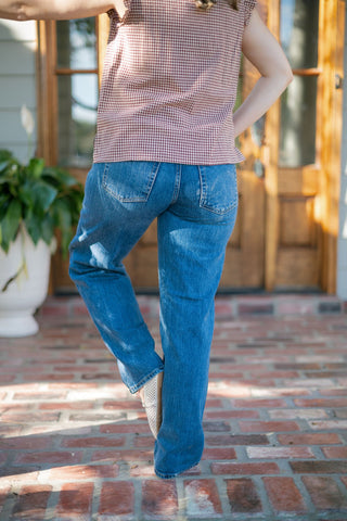Dark Wash Square Pocket Straight Jeans
