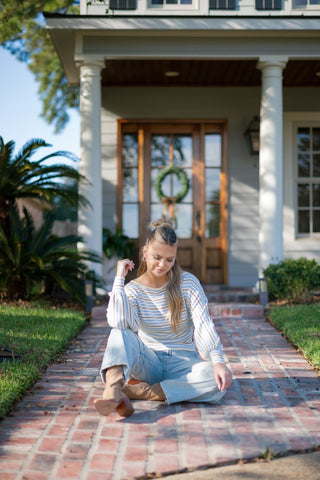 Yellow Striped Dolman Sleeve Knit Top