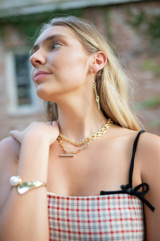 Gold Layered Bar Accent Necklace