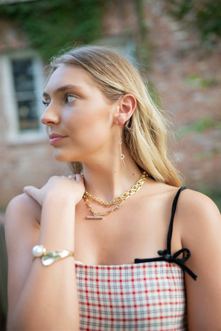 Gold Layered Bar Accent Necklace