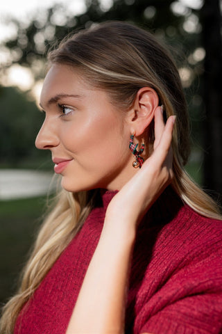Christmas Plaid Hoop Earrings