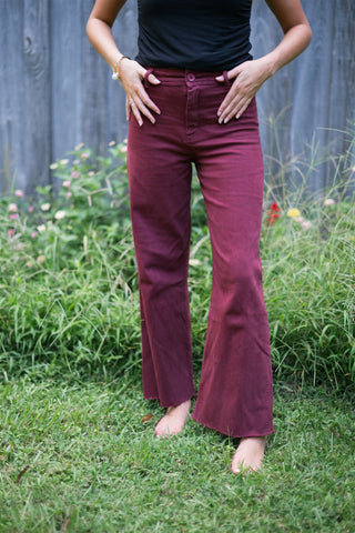 Maroon Wide Leg Jeans