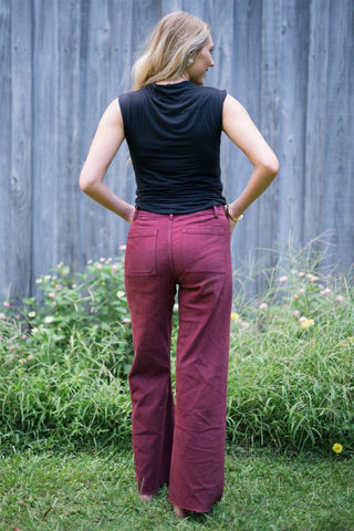 Maroon Wide Leg Jeans