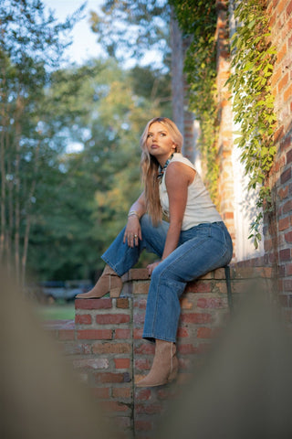 Medium Wash Mid Rise Barrel Jean
