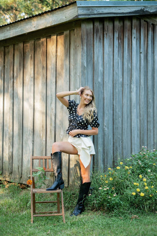 Cream Draped Mini Skort