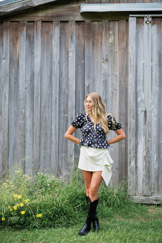 Cream Draped Mini Skort