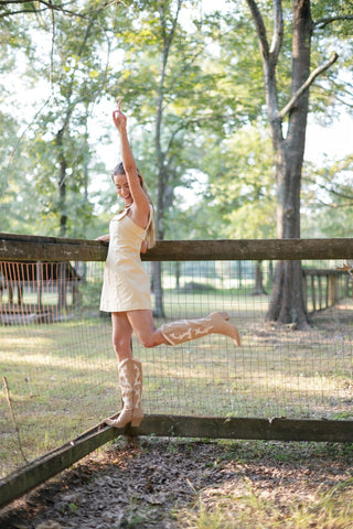 Pale Yellow Buckle Strap Mini Dress