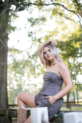 Ash Brown Suede Short Set