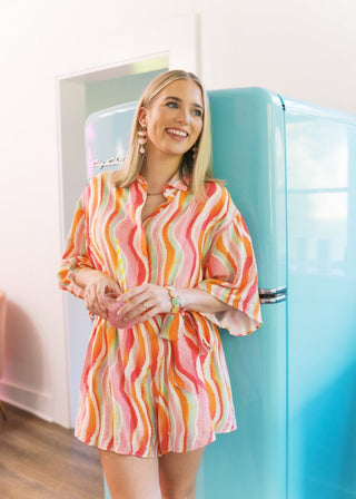 Sherbet Print Button Down Romper | Select Trends Boutique