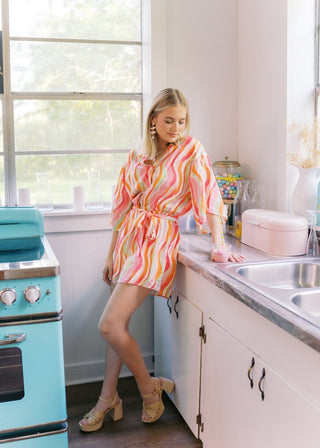 Sherbet Print Button Down Romper | Select Trends Boutique