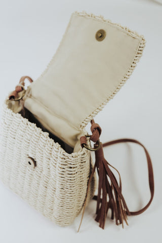 She's Out Straw Crossbody Purse