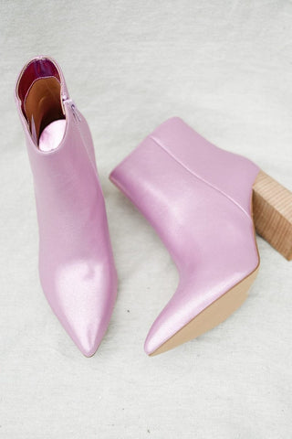 Shu Shop Pink Metallic Veronica Bootie | Select Trends Boutique