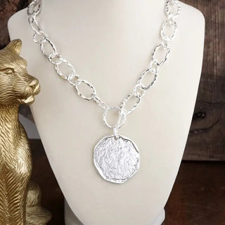 Silver Chain Link Disc Necklace | Select Trends Boutique