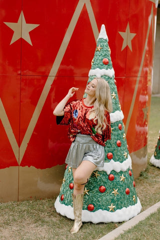 Silver Metallic Smocked Shorts - Select Trends Boutique