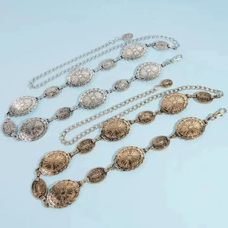 Silver Oval Disc Western Chain Belt | Select Trends Boutique