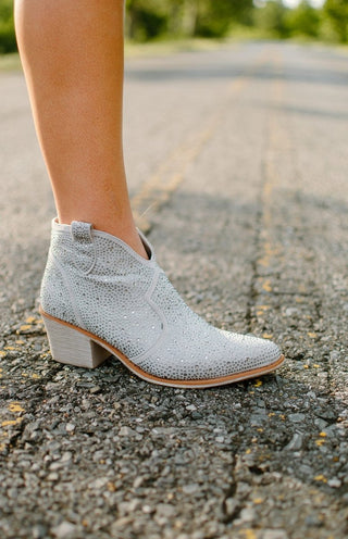 Silver Rhinestone Western Bootie | Select Trends Boutique