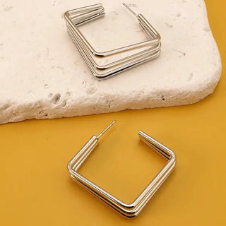 Silver Square Hoop Earrings | Select Trends Boutique