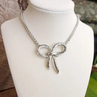 Silver Statement Bow Necklace | Select Trends Boutique