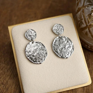 Silver Two Disc Drop Earrings | Select Trends Boutique