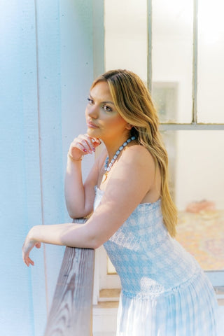 Sky Blue Gingham Smocked Maxi Dress | Select Trends Boutique
