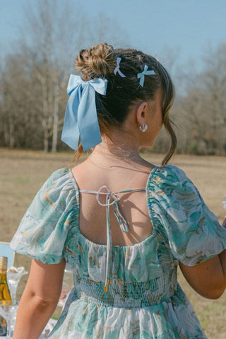 Sky Blue Luxe Satin Hair Bow | Select Trends Boutique