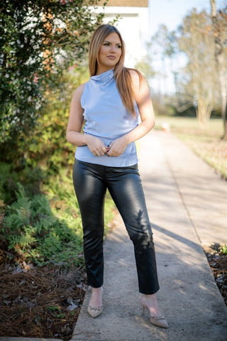 Sky Blue Open Back Halter Top - Select Trends Boutique