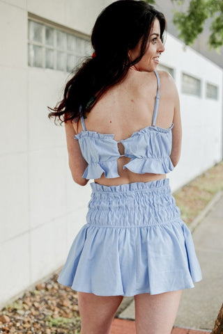 Sky Blue Ruffled Mini Skort Set | Select Trends Boutique