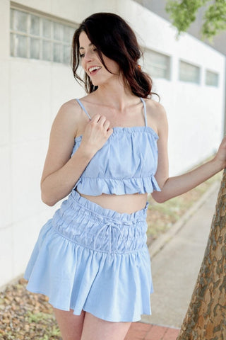 Sky Blue Ruffled Mini Skort Set | Select Trends Boutique