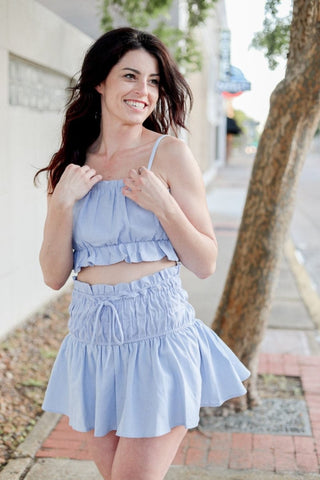 Sky Blue Ruffled Mini Skort Set | Select Trends Boutique