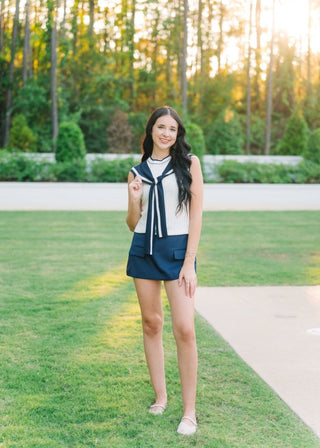 Soleil Navy Tailored Mini Skort | Select Trends Boutique